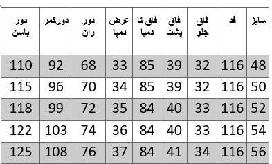 راهنمای سایز