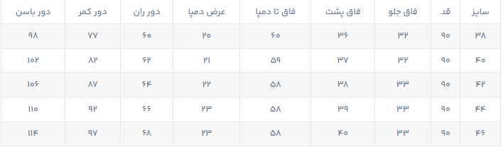 راهنمای سایز