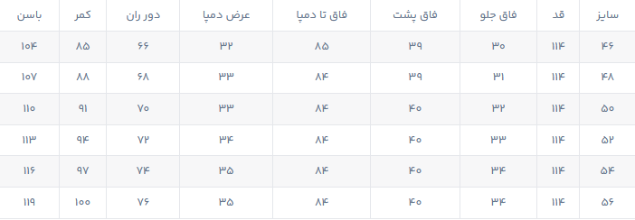 راهنمای سایز