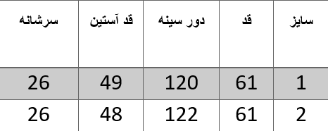 راهنمای سایز