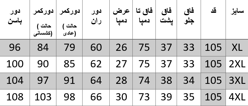 راهنمای سایز
