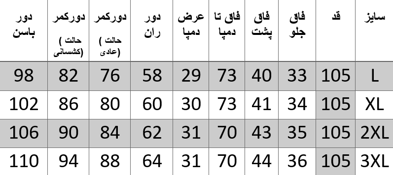 راهنمای سایز