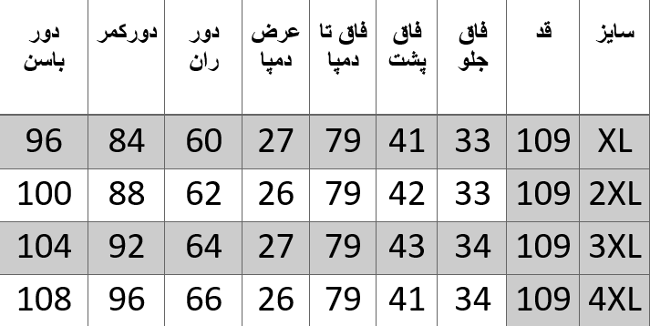 راهنمای سایز