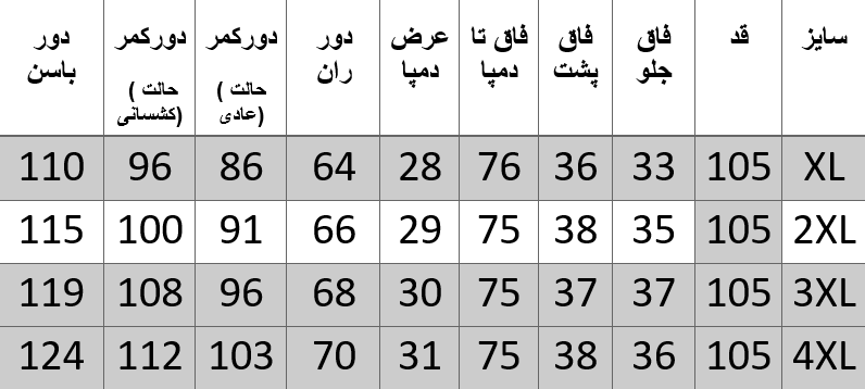 راهنمای سایز