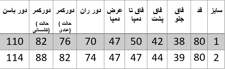 راهنمای سایز