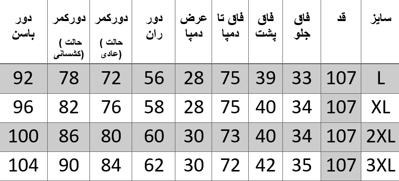 راهنمای سایز